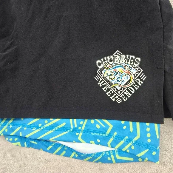 Chubbies Ultimate Training Short Mens XXL Black 4" Inseam 2-in-1 Liner Gecko - Picture 2 of 7